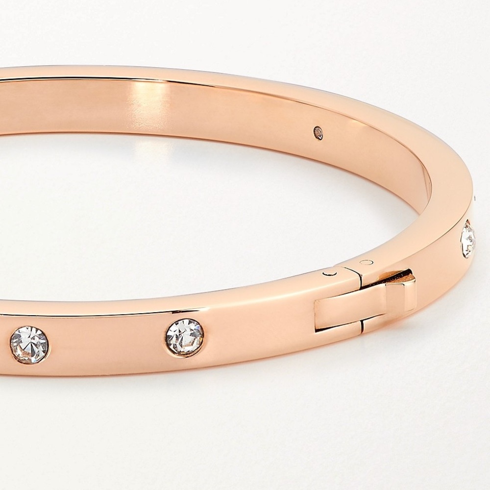 New Elegant Rose Gold Stainless Steel Luxury High-End White Sapphire Bangle - Picture 7 of 10